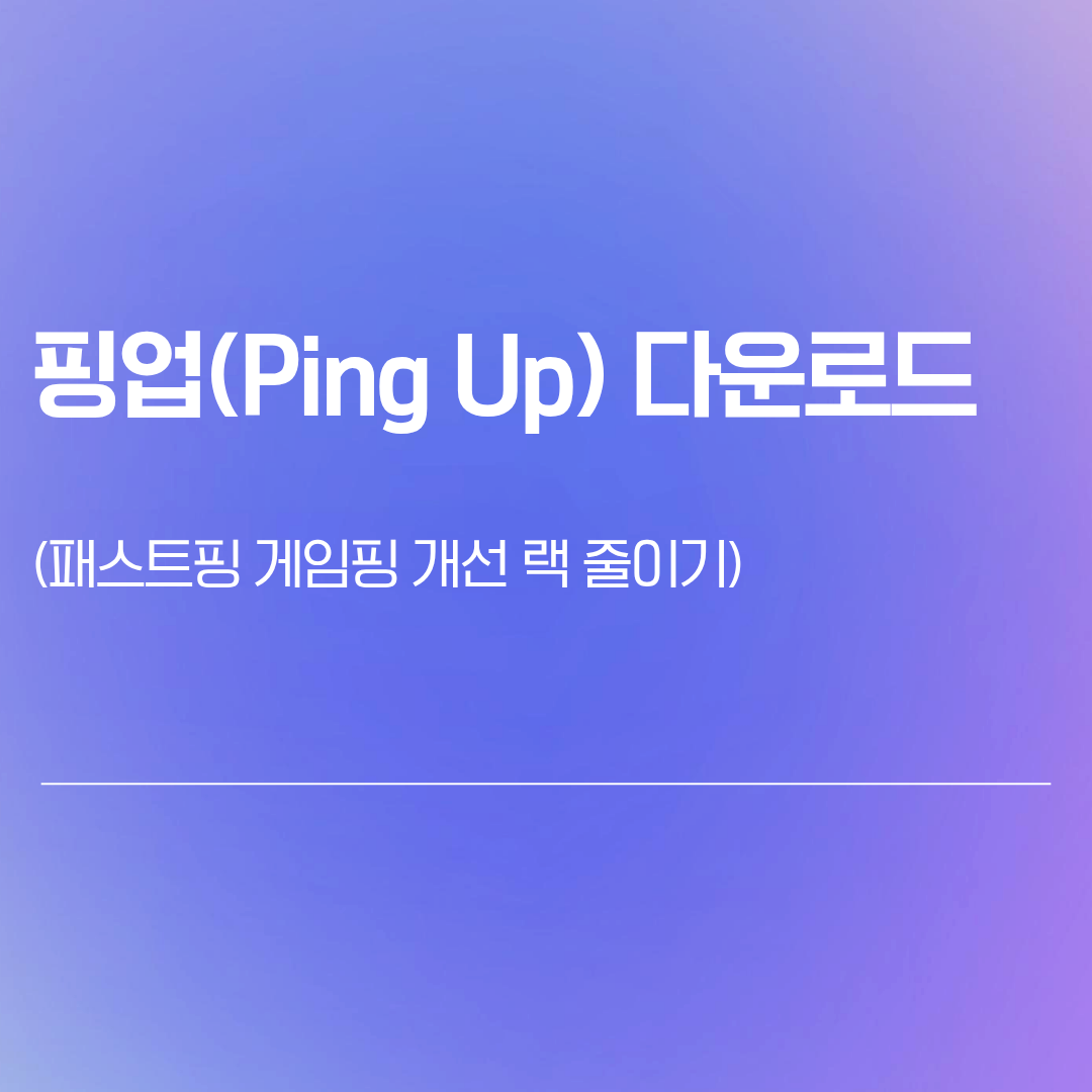 핑업(Ping Up) 다운로드|패스트핑 게임핑 개선 랙 줄이기