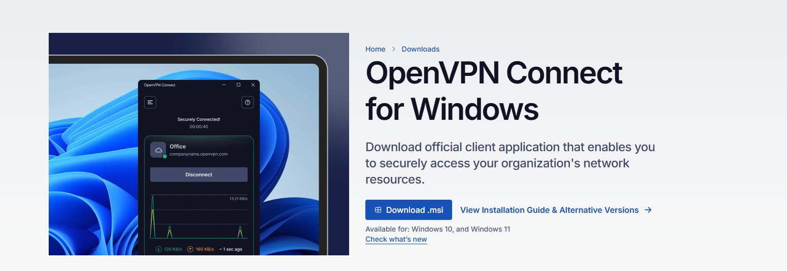 윈도우용 OpenVPN 연결 화면