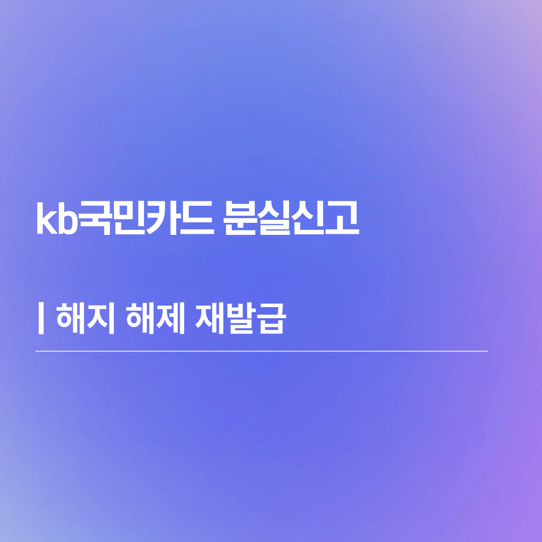 kb국민카드 분실신고